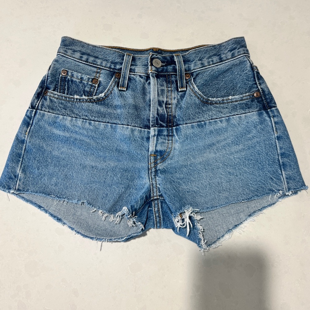 Levi's 501 150th Anniversary Edition Denim Cut Off Button Up Jean Shorts